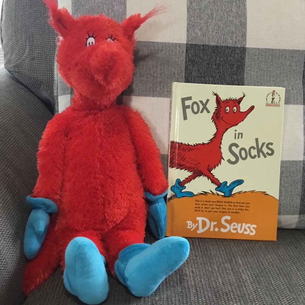 Dr Seuss Fox in Socks Plush and Vintage Book Bundle